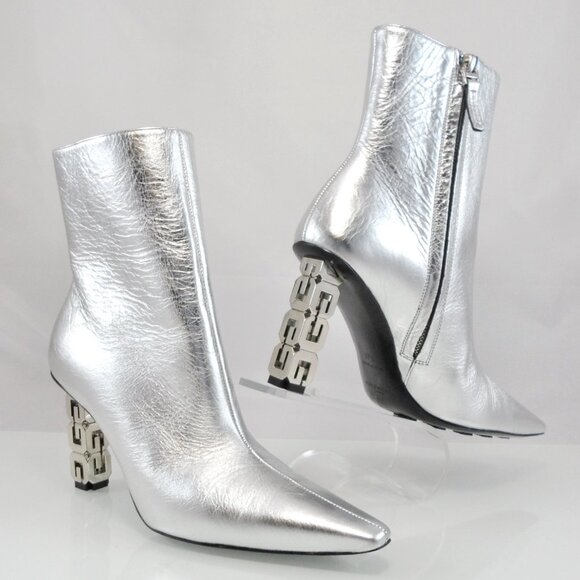 NIB$1375 Givenchy G Cube Metallic High Heels Point Toe Ankle Booties 37.5 7.5 - Picture 9 of 16